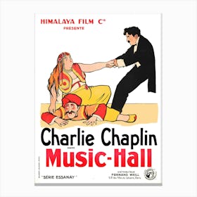 Charlie Chaplin Comedy Dance Movie Poster Canvas Print
