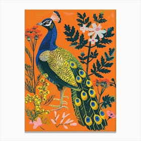 Spring Birds Peacock 2 Canvas Print