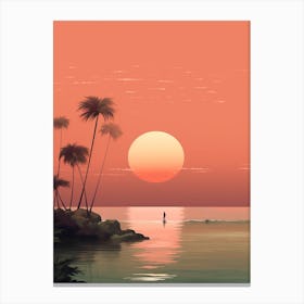 Illustration Under The Sky By The Moon In Pink Tones 3 Canvas Print