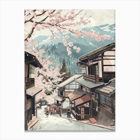 Nozawa Onsen Japan 3 Retro Illustration Canvas Print