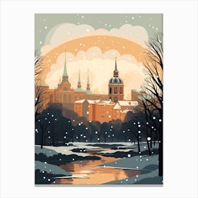 Winter Travel Night Illustration Munich Germany 1 Canvas Print