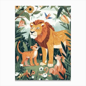 Barbary Lion Interaction Illustration 4 Canvas Print