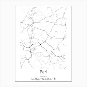 Perl,Germany Minimalist Map Canvas Print