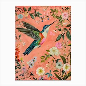 Floral Animal Painting Hummingbird 4 Canvas Print