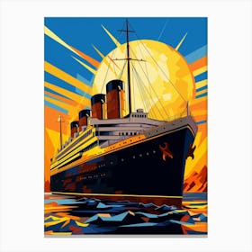 Titanic Ship Sunset Pop Art Illustration 2 Canvas Print