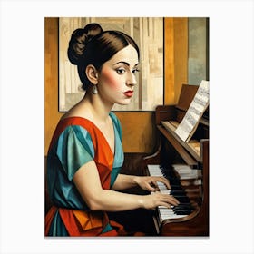 'A Girl At The Piano' Canvas Print