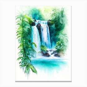 Rio Celeste Waterfall, Costa Rica Water Colour  (2) Canvas Print
