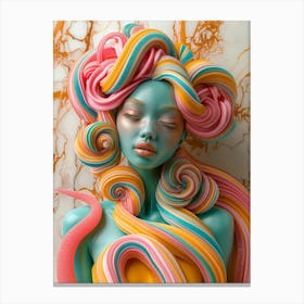 Girl With Colorful Hair Canvas Print