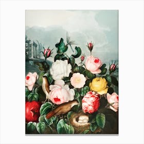 Roses And Birds Canvas Print