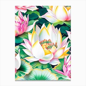 Lotus Flower Repeat Pattern Decoupage 5 Canvas Print