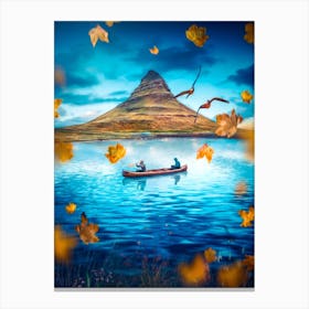 Canoe Adventure On River Canvas Print