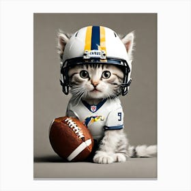 Kitten In Football Uniform Canvas Print