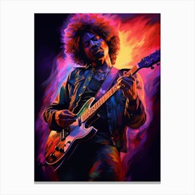 Jimi Hendrix Neon Lights 7 Canvas Print