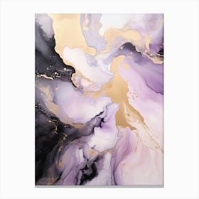 Lilac, Black, Gold Flow Asbtract Painting 3 Canvas Print