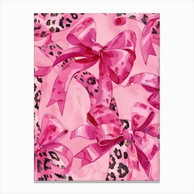 Pink Animal Print Bow Pattern Canvas Print
