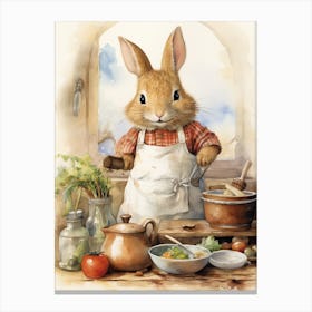 Bunny Cooking Luck Rabbit Prints Watercolour 2 Canvas Print