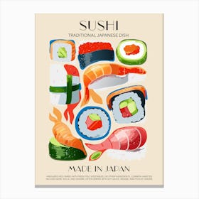 Sushi Print Kitchen Art Kitchen Poster Food Art Mid Century Modern Japan Print Canvas Print