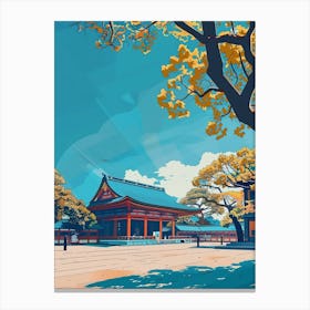 Meiji Shrine Tokyo 2 Colourful Illustration Canvas Print