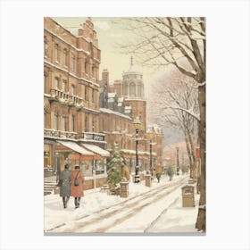 Vintage Winter Illustration Glasgow United Kingdom 3 Canvas Print