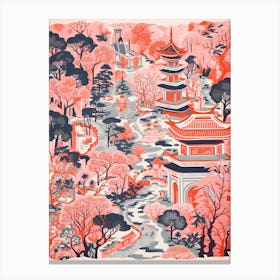 Yuyuan Gardens Abstract Riso Style 3 Canvas Print