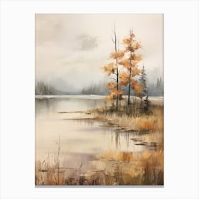 Lake In The Woods In Autumn, Painting 40 Canvas Print