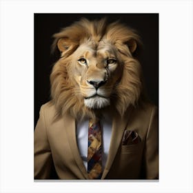 African Lion Wearing A Suit 1 Canvas Print
