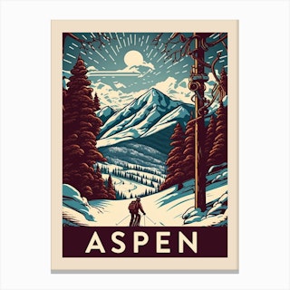 Aspen Vintage Travel Poster Canvas Print