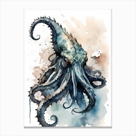 Kraken Watercolor Painting (28) Canvas Print