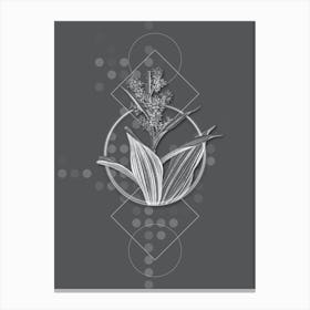 Vintage False Helleborine Botanical with Line Motif and Dot Pattern in Ghost Gray n.0165 Canvas Print