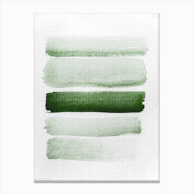 Aquarelle Meets Pencil Forest Green Stripes Canvas Print