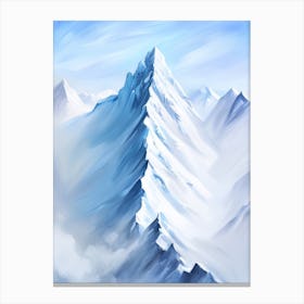 Razor Sharp Mountain Peak Oils Style White And Blue Dangerous Canvas Print