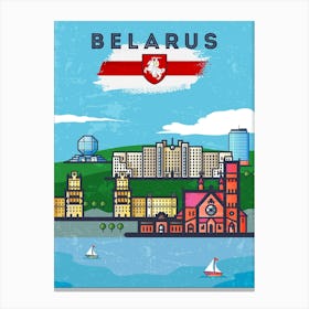 Belarus — Retro travel minimalist art poster 3 Canvas Print