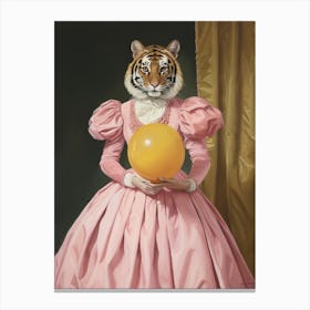 Tiger Illustrations Wearing A Ball Gown 4 Canvas Print