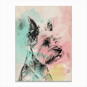 Pastel Norwich Terrier Dog Pastel Line Illustration  1 Canvas Print