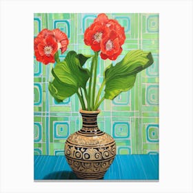Flowers In A Vase Still Life Painting Amaryllis 2 Canvas Print