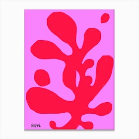 Funky Red Flower on Pink Canvas Print