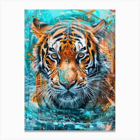 Tiger In The Water 12 Canvas Print