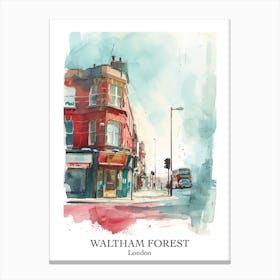 Waltham Forest London Borough   Street Watercolour 1 Poster Canvas Print