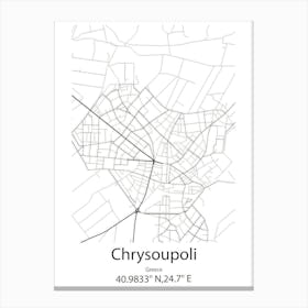 Chrysoupoli,Greece Minimalist Map Canvas Print