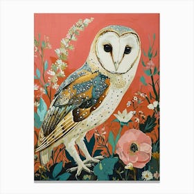 Floral Animal Painting Owl 2 Canvas Print