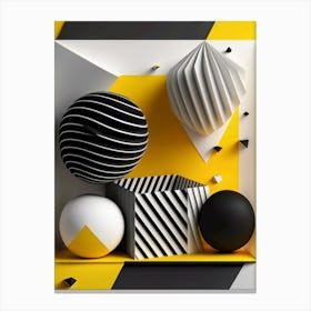 Abstract 3d Art black and yellow Canvas Print