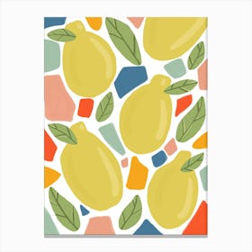 Terrazzo Leafy Lemons Canvas Print