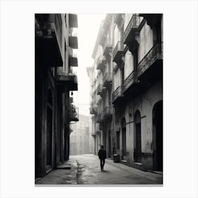 Genoa, Italy,, Mediterranean Black And White Photography Analogue 4 Canvas Print
