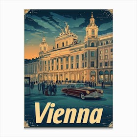 Aihrgdesign A Retro Travel Poster For Vienna 2 Canvas Print