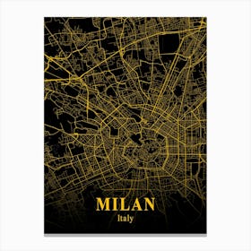 Milan Gold City Map 1 Canvas Print