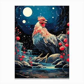 Rooster At Night Canvas Print