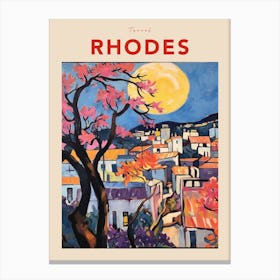 Rhodes Greece 3 Fauvist Travel Poster Canvas Print