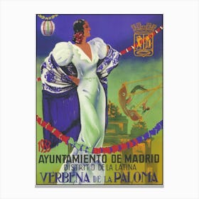 Madrid Spain Vintage Travel Poster Canvas Print