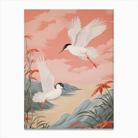 Vintage Japanese Inspired Bird Print Common Tern 3 Canvas Print