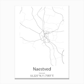 Naestved,Denmark Minimalist Map Canvas Print